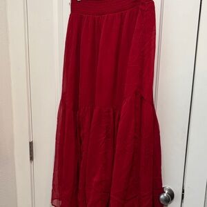 American eagle red maxi midi skirt